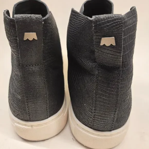 Birdies The Falcon Black Leather Slip-On Sneaker Bootie Hidden Wedge, Size 7.5 - Picture 10 of 13